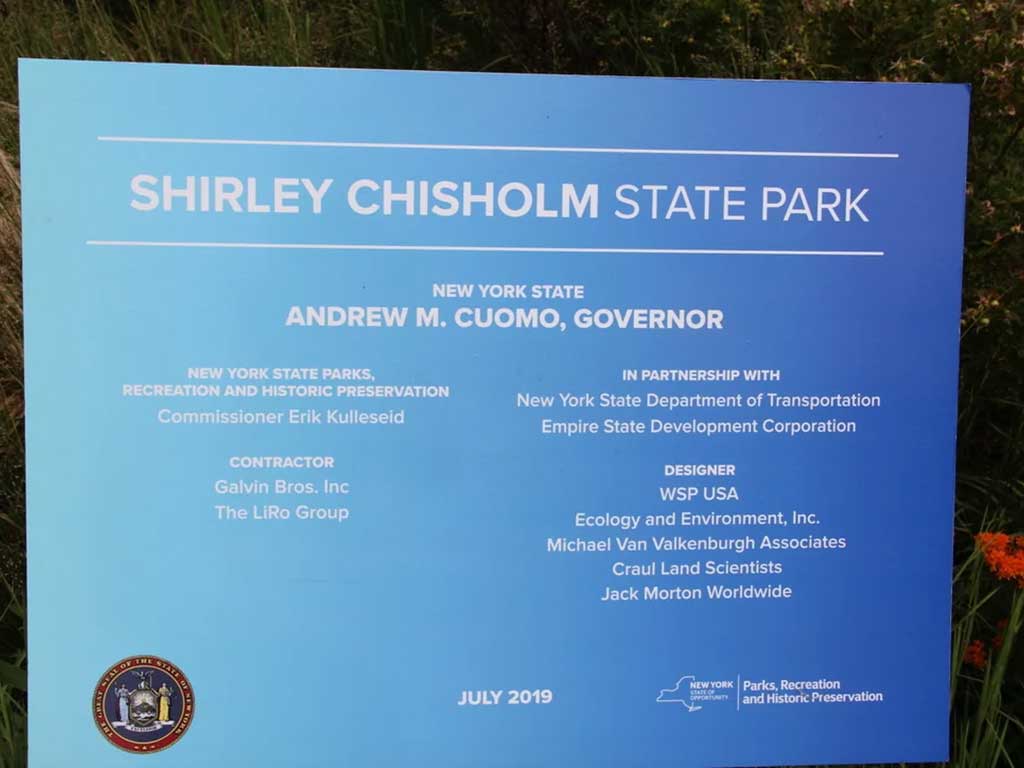 Shirley Chisholm State Park Sign