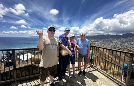 Highlight Vacations travelers and staff at the top of Diamond Head State Monument