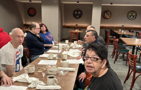 Travelers at the breakfast table