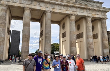 The group in front of the Brandenburger Gate in Berlin