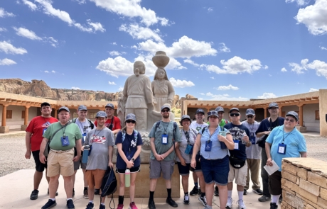 The group standing at the beginning of the Acoma Sky City, where the bus will pick us up.