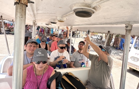 The group sitting on the Santa Fe Trolley at the beginning of the tour