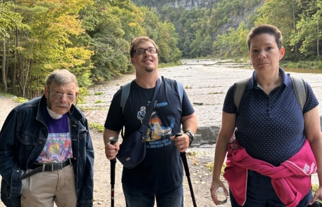 Travelers hiking on the Gorge trail of the Taughannock Falls.