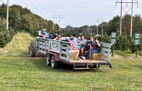 Travelers in the hay ride.