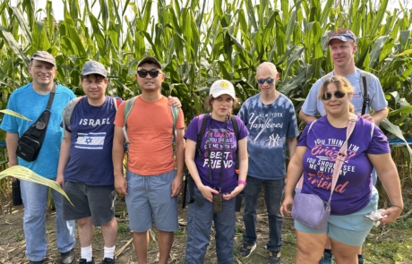 Travelers in the corn maze.