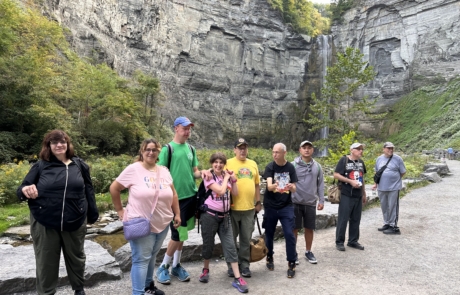 Travelers hiked to the Taughannock Falls in the Finger Lake Area, NY