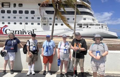 IMG_5495 Travelers standing in front of the Carnival Horizon ship
