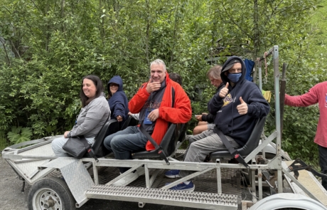 Travelers on a summer dog sled