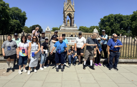Travelers in front of The Albert Memorial in, London England